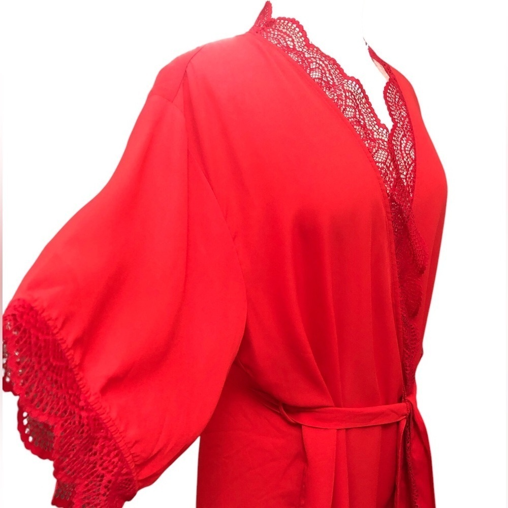 I.N.C. Intimates Red Lace Trim Robe - Picture 4 of 11